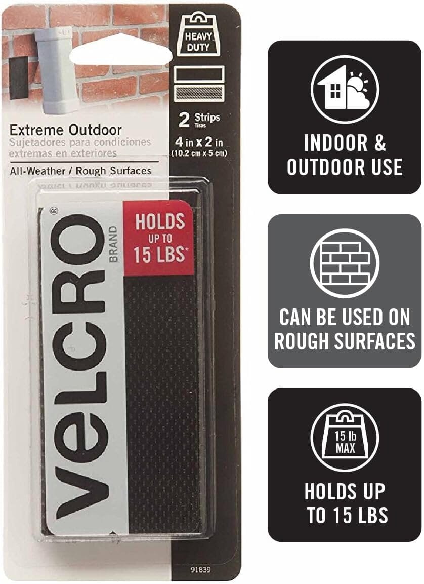 VELCRO® Brand Extreme Outdoor Strips 50mm x 100mm x 2 sets
