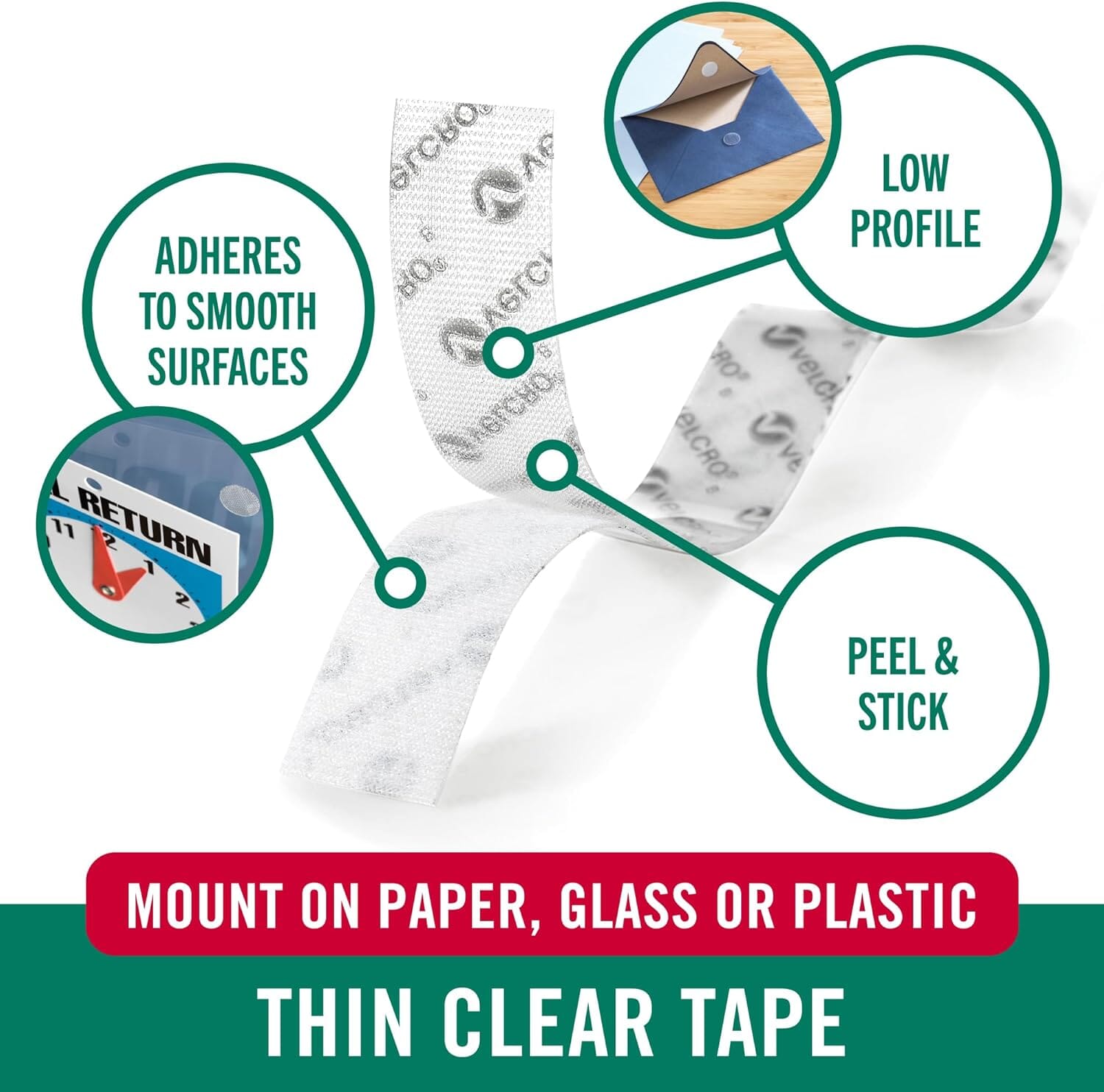 VELCRO® Brand Thin Clear Fastener Roll, 19mm x 4.5 m