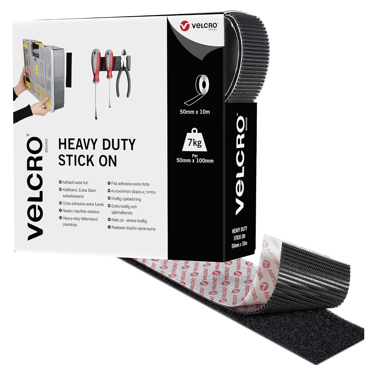 VELCRO® Brand Heavy Duty Stick On Tape 50mm x 10m