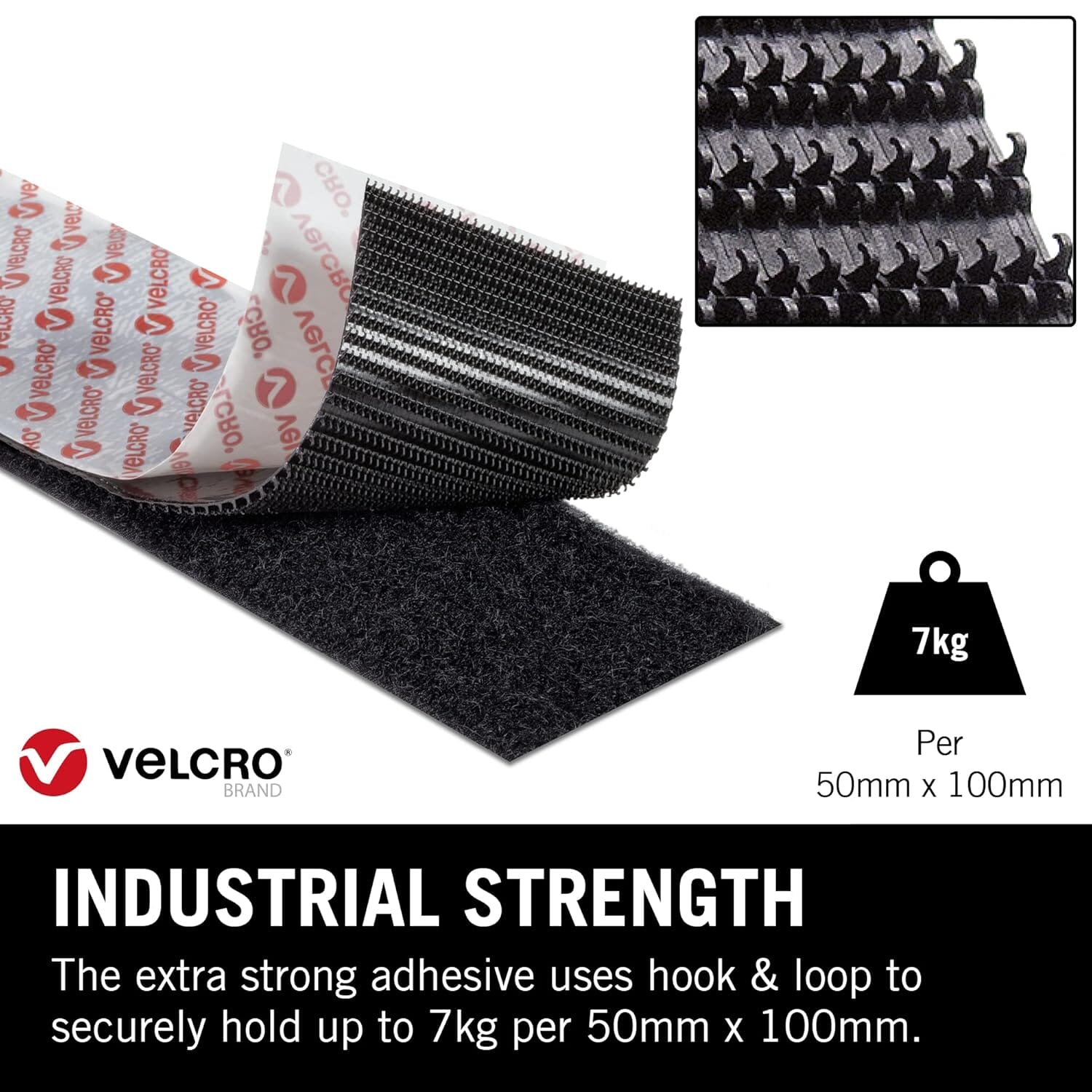 VELCRO® Brand Heavy Duty Stick On Tape 50mm x 10m