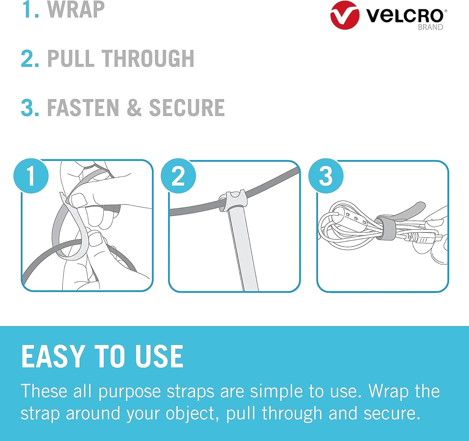 VELCRO® Brand Reusable Ties - Multi-Colour 12mm x 20cm x 60