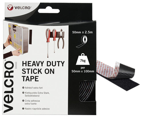 VELCRO® Brand Heavy Duty Stick On Tape 2.5m - Black