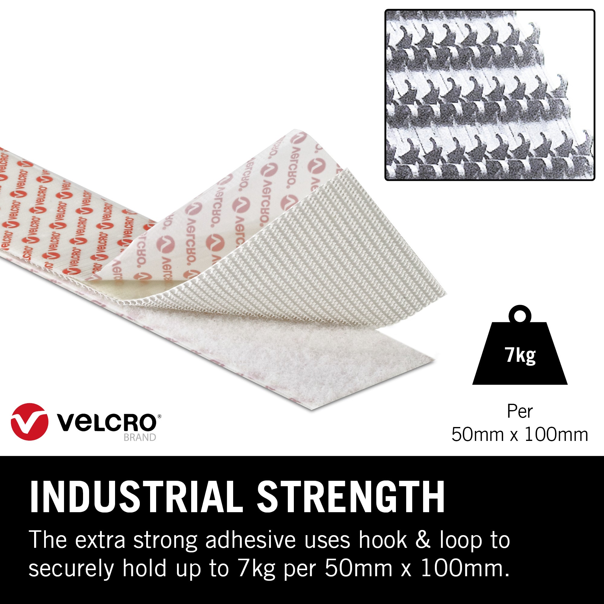 VELCRO® Brand Heavy Duty Stick On Tape 5 m - White