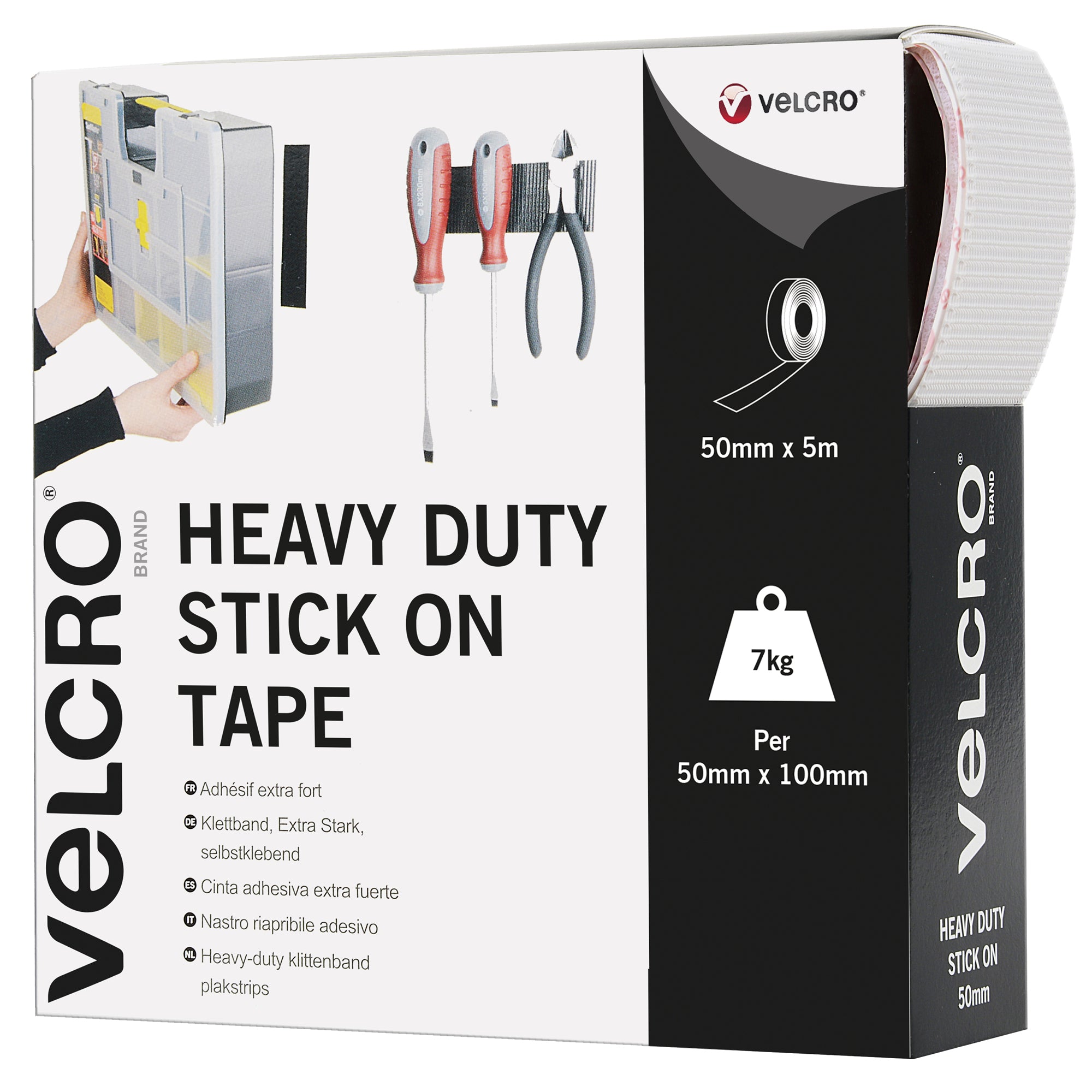 VELCRO® Brand Heavy Duty Stick On Tape 5 m - White