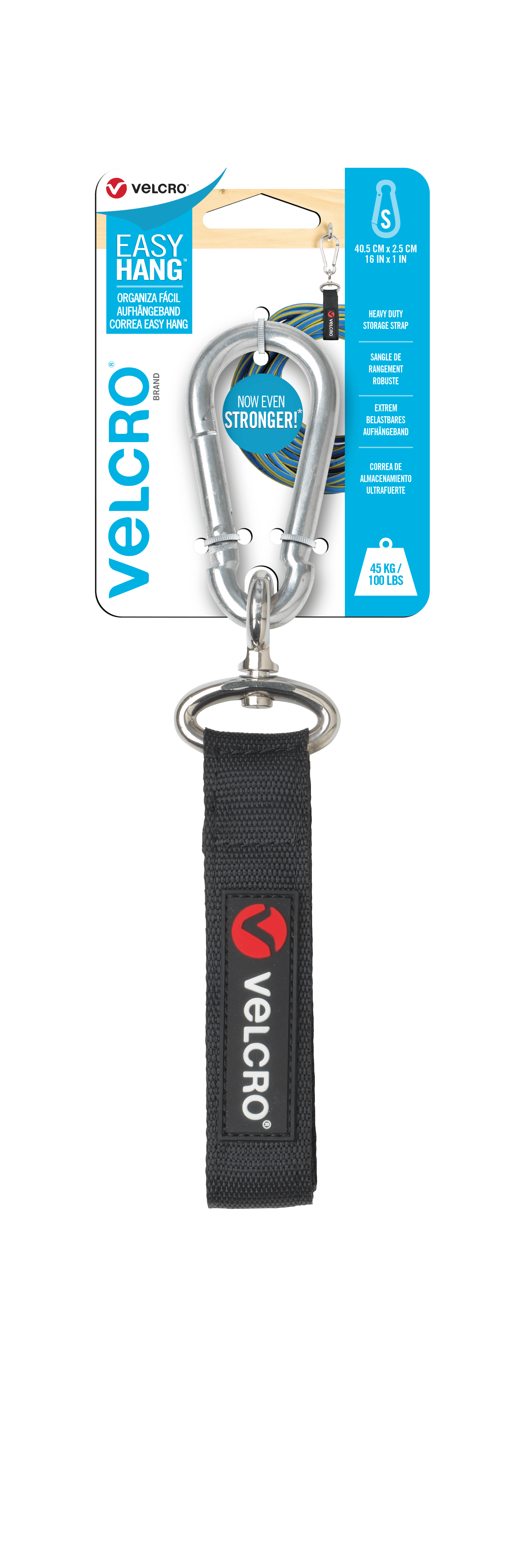 VELCRO® Brand EASY HANG™ Storage Strap | Heavy Duty Outdoor Storage Extension Cords, Cables, Tools, Bikes | Organization for Garden, Shed, RV | Small, Black