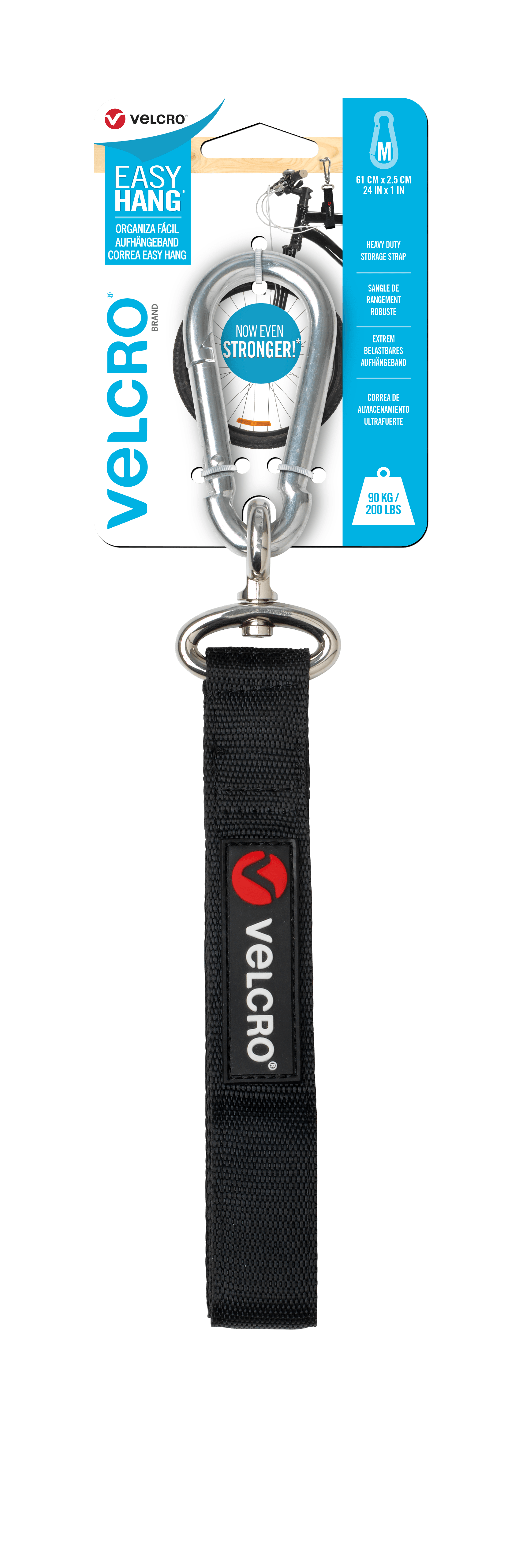 VELCRO® Brand EASY HANG™ Storage Strap | Heavy Duty Outdoor Storage Extension Cords, Cables, Tools, Bikes | Organization for Garden, Shed, RV | Medium, Black