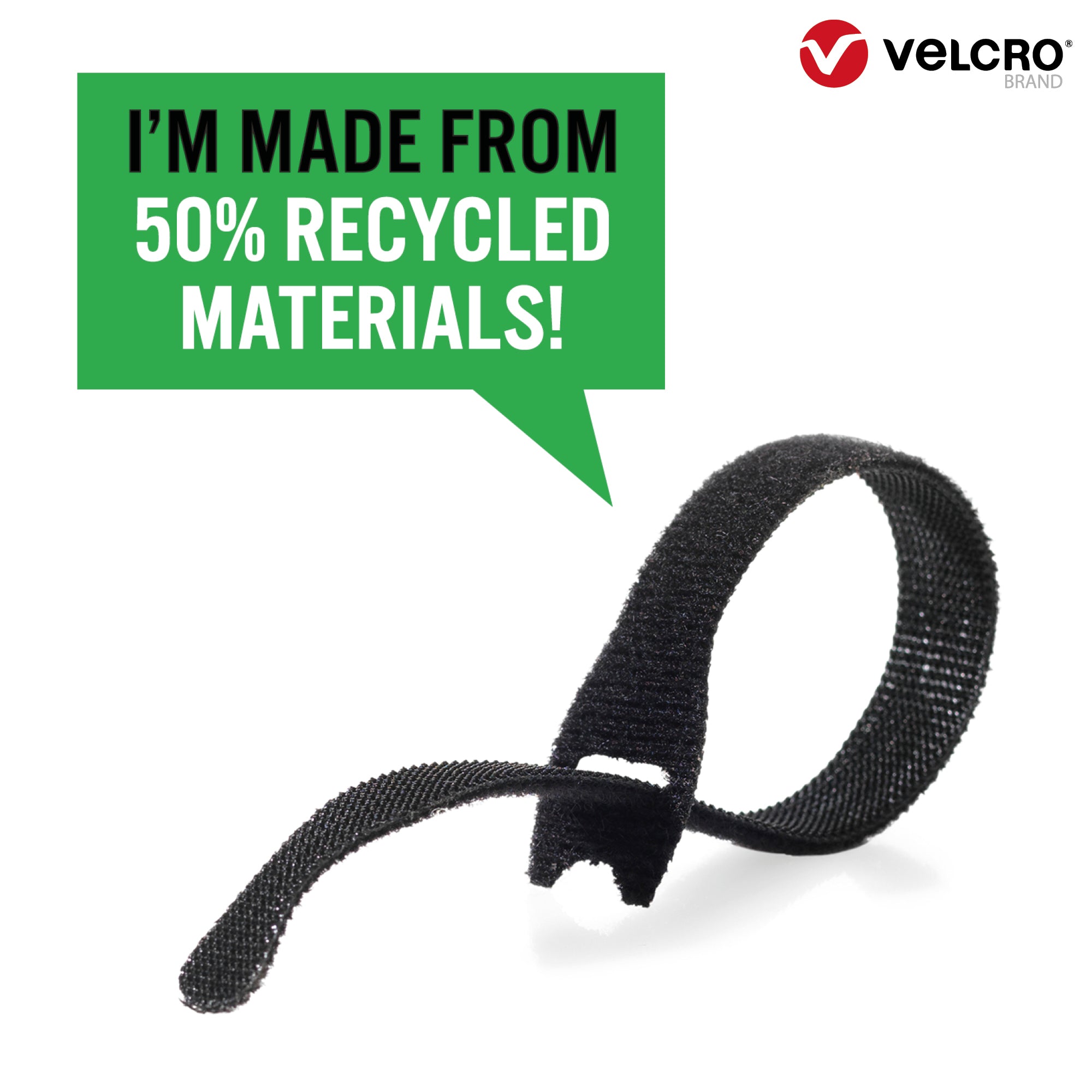 VELCRO® Brand ECO ONE-WRAP® Straps 10mm x 13cm, Black - Pack of 6