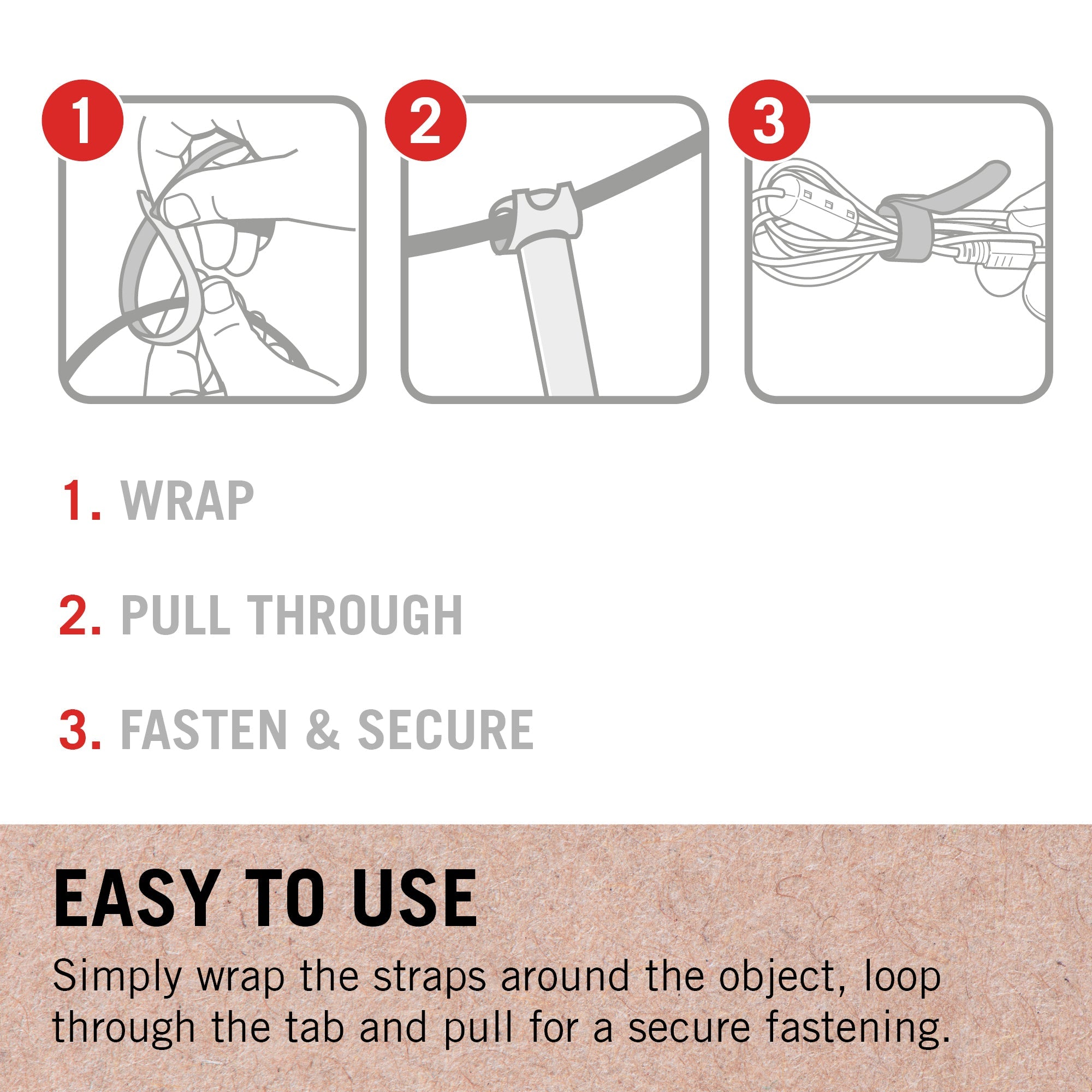 VELCRO® Brand ECO ONE-WRAP® Straps 10mm x 13cm, Black - Pack of 6