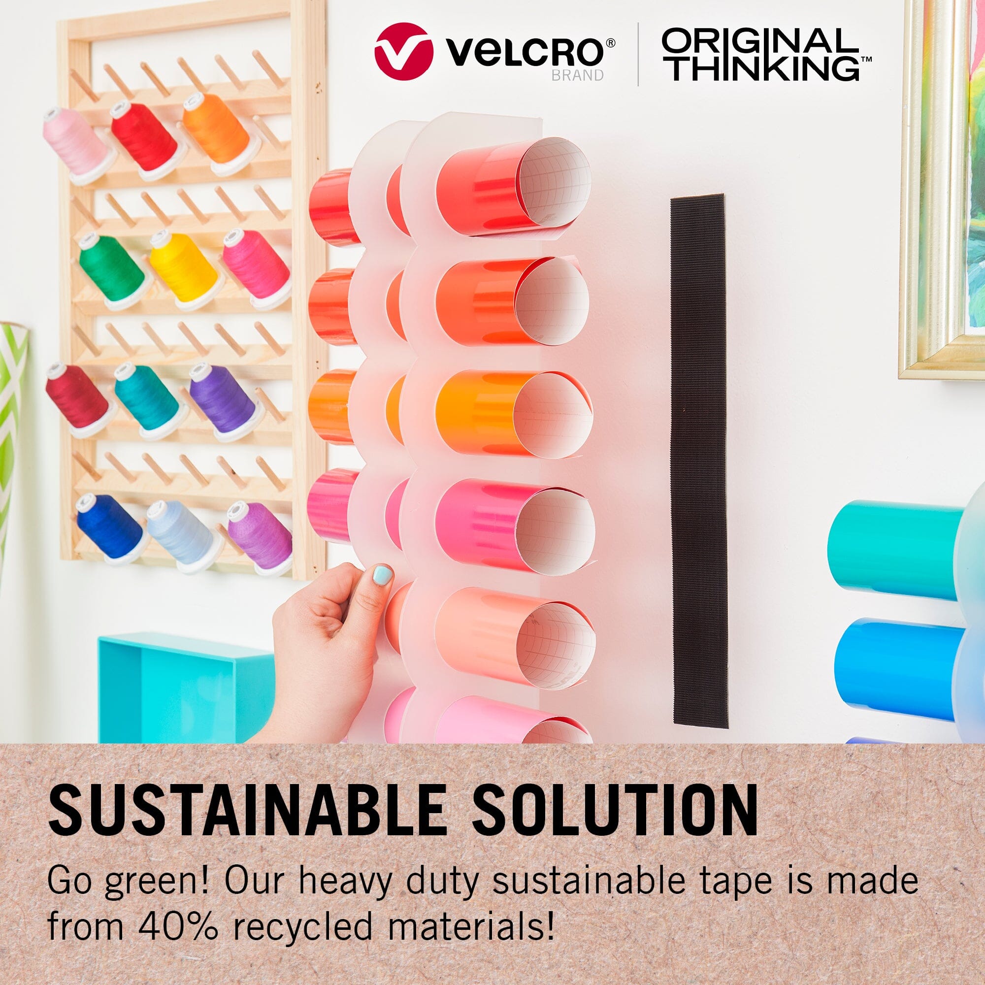 VELCRO® Brand ECO Heavy Duty Tape 47mm x 2.4m. Black.