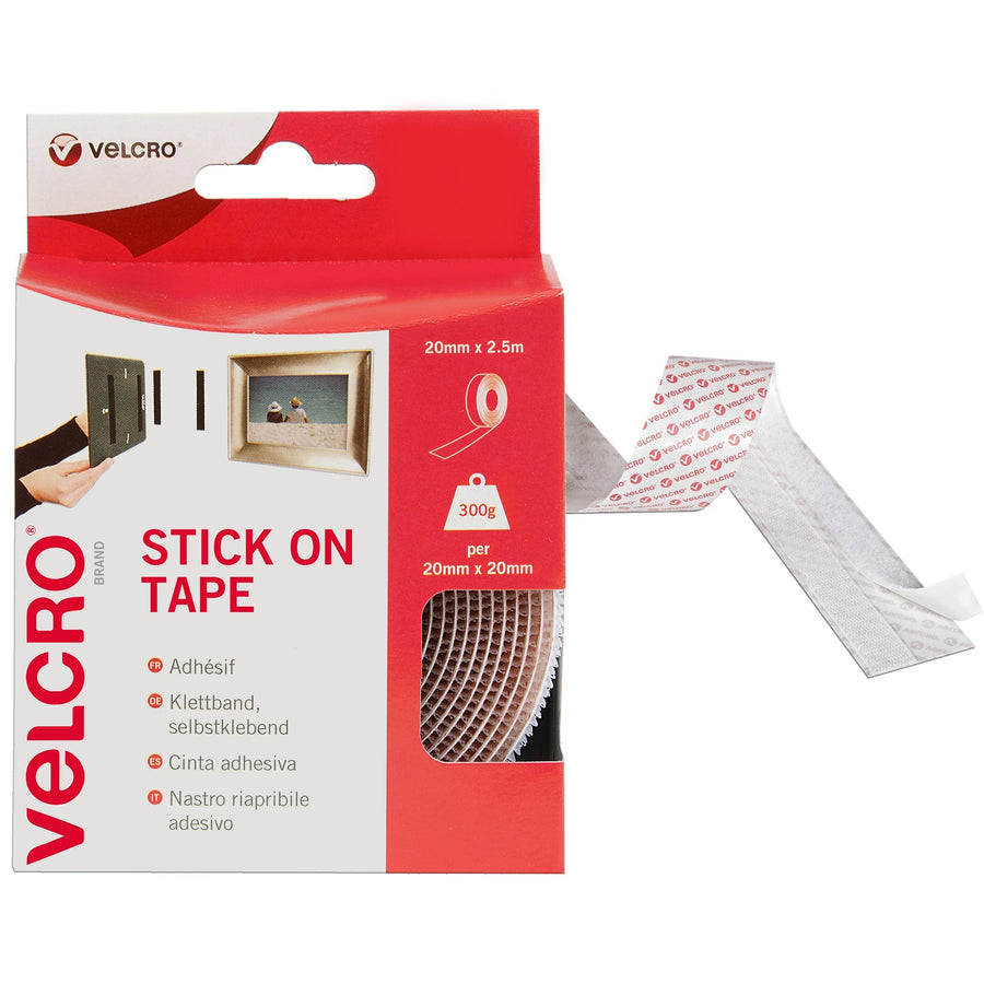 VELCRO® Brand Stick On Tape 2.5m - White