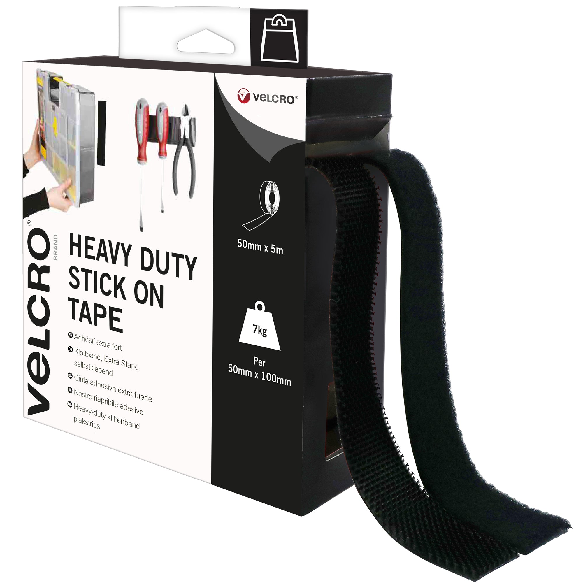 VELCRO® Brand Heavy Duty Stick On Tape 5m - Black