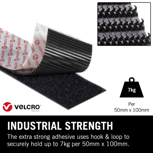 VELCRO® Brand Heavy Duty Stick On Tape 2.5m - Black