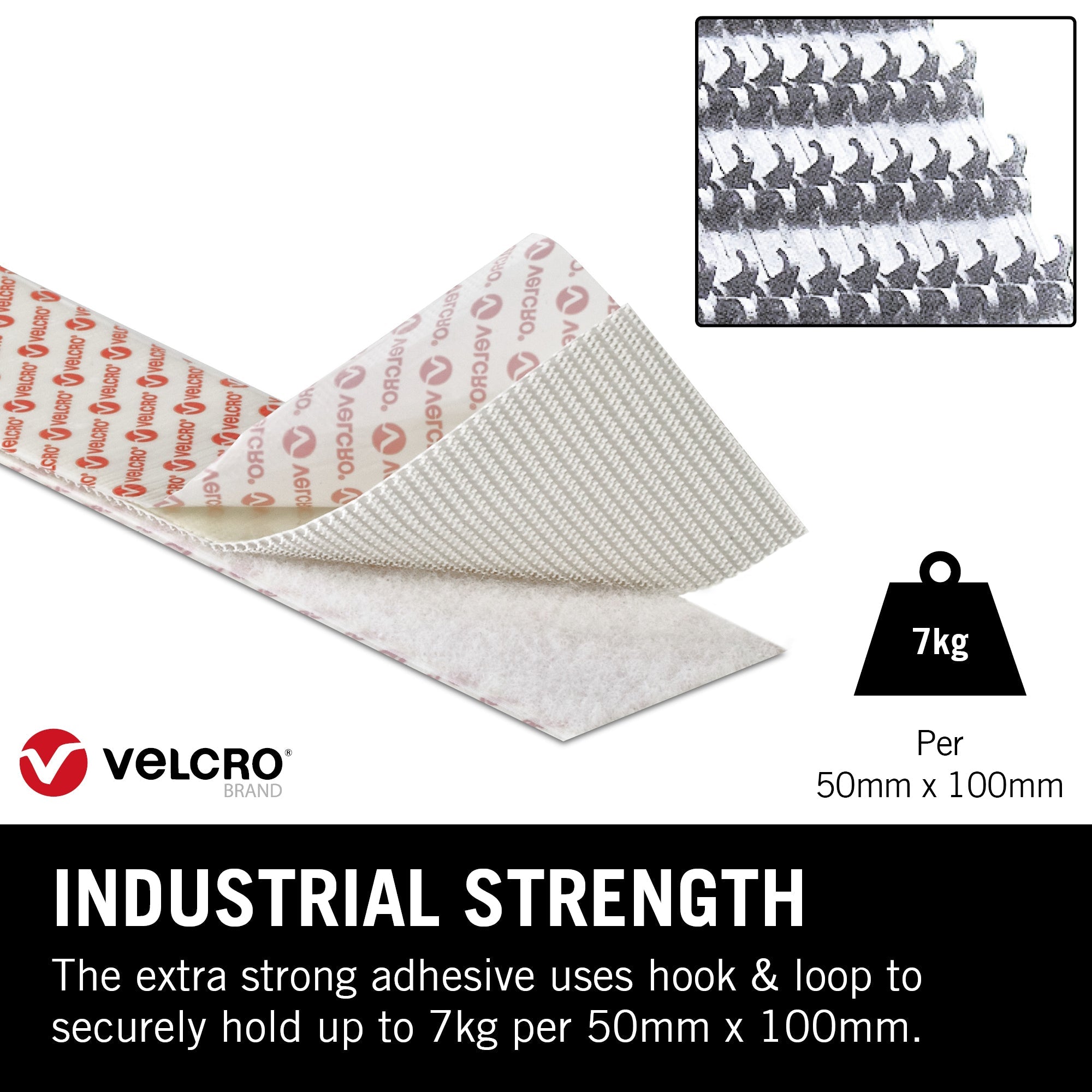 VELCRO® Brand Heavy Duty Stick On Tape 2.5m - White