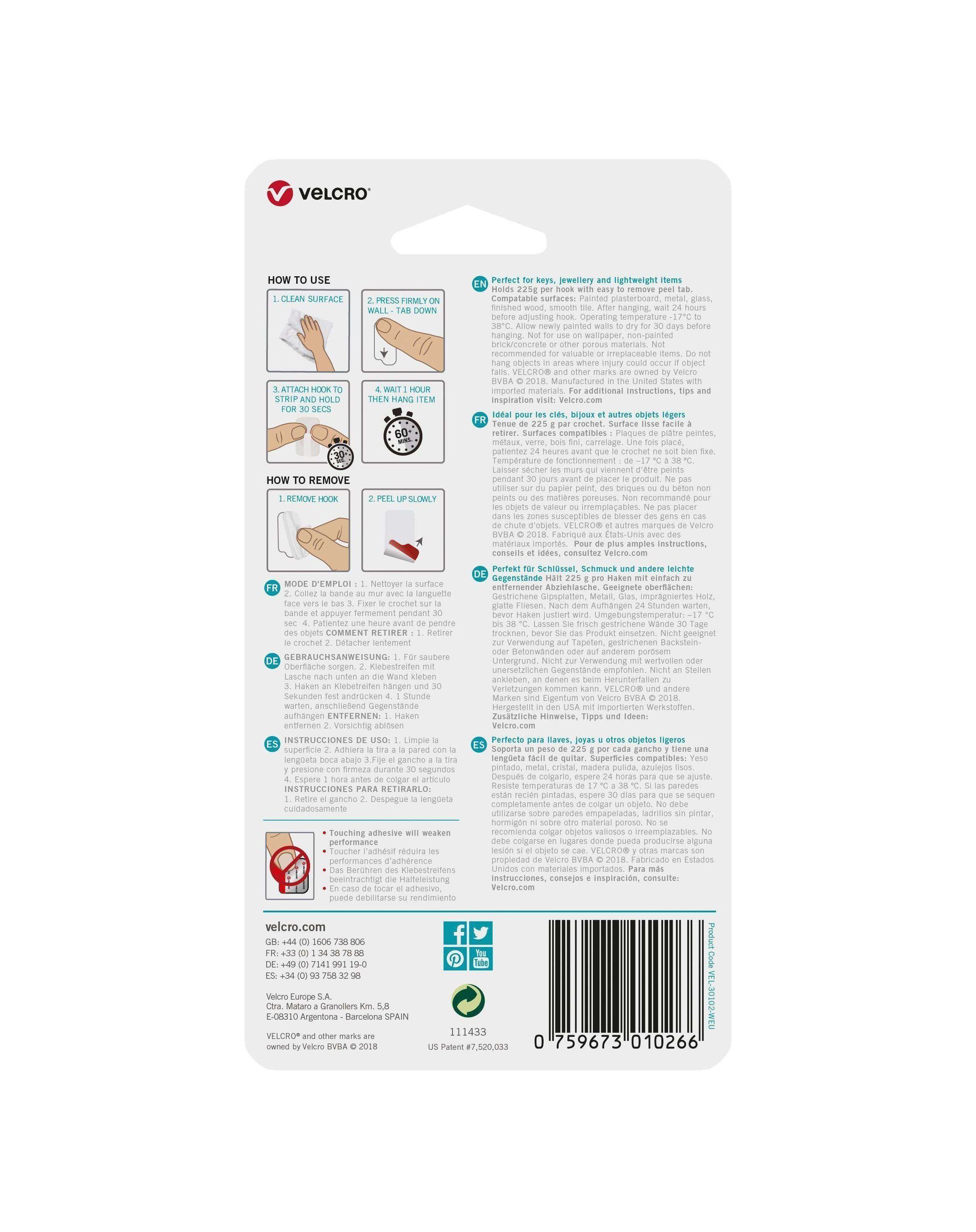 HANGables® Micro Removable Adhesive Wall Hooks (White - 4 Pack)