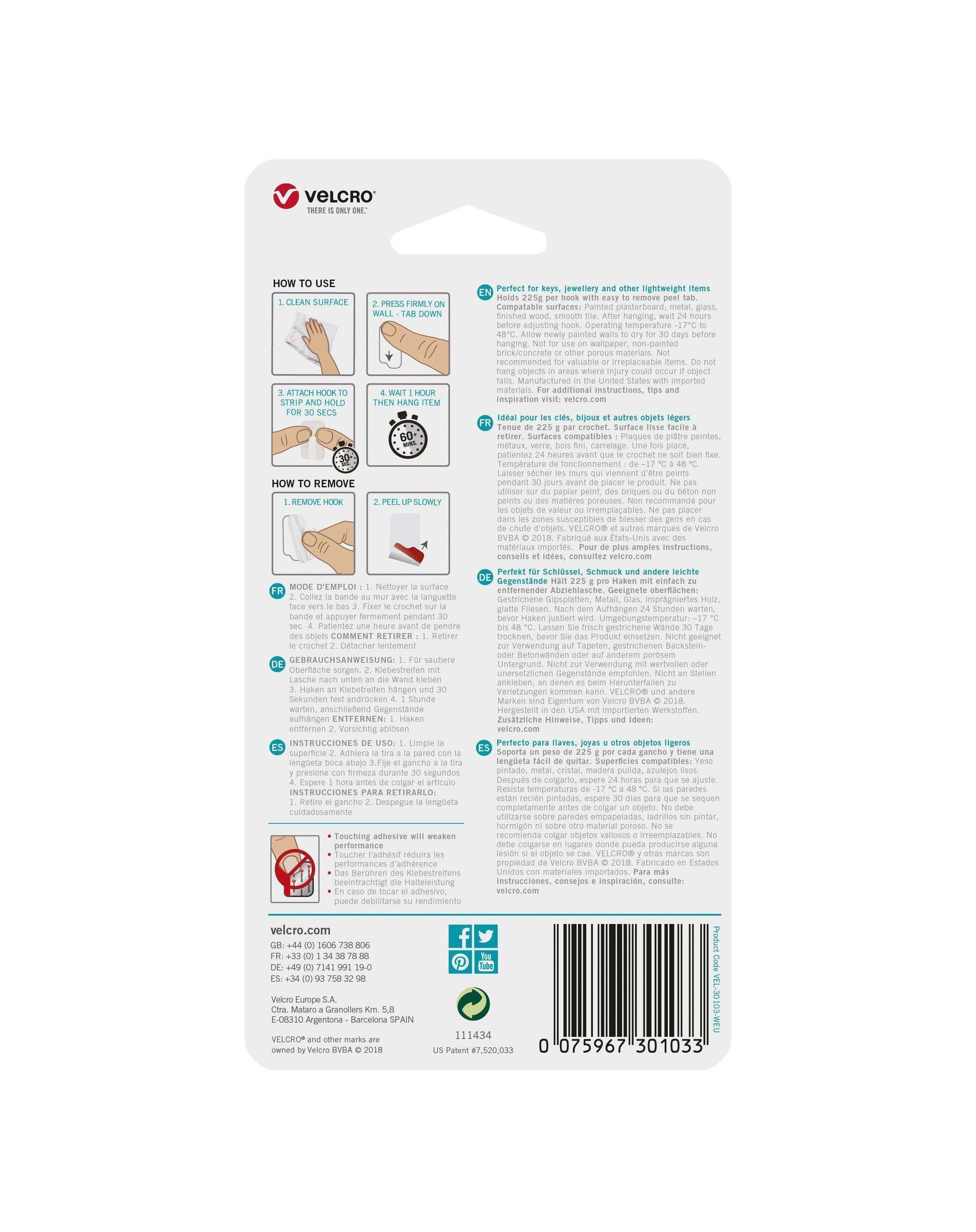 HANGables® Micro Removable Adhesive Wall Hooks (White - 8 Pack)