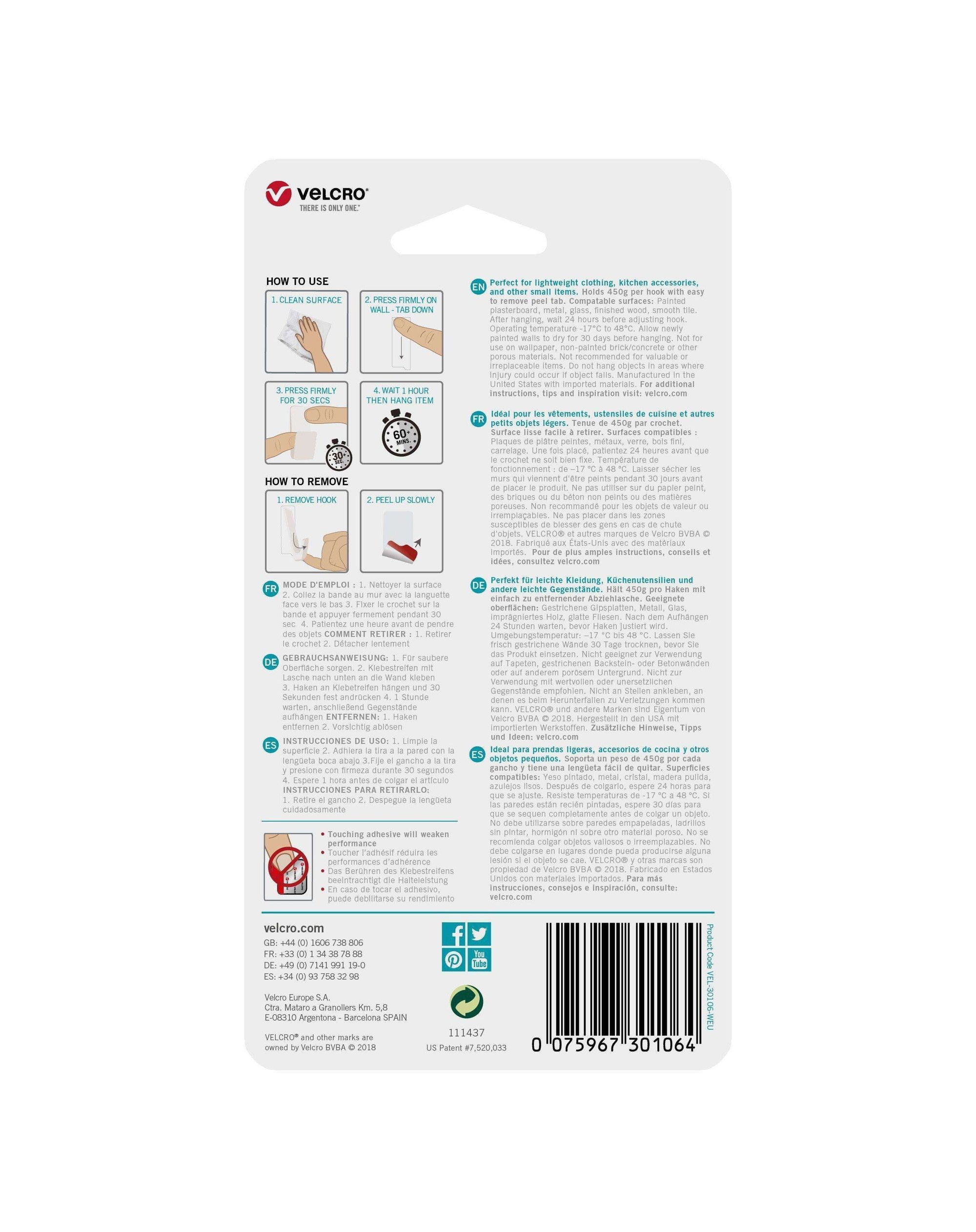 HANGables® Small Removable Adhesive Wall Hooks (White - 2 Pack)