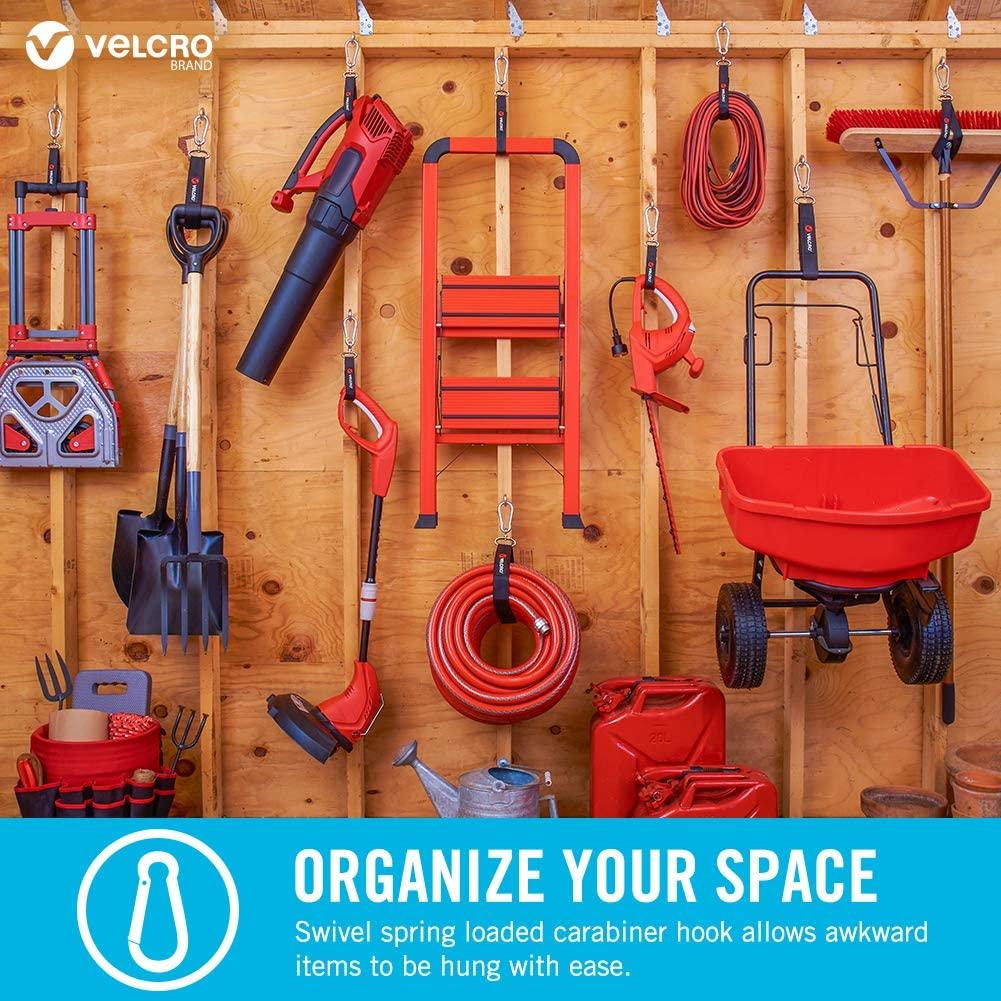 VELCRO® Brand EASY HANG™ Storage Strap | Heavy Duty Outdoor Storage Extension Cords, Cables, Tools, Bikes | Organization for Garden, Shed, RV | Small, Black