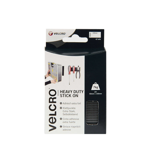 Strips - VELCRO® Brand Heavy Duty Stick On Strips Black (Pack Of 2)